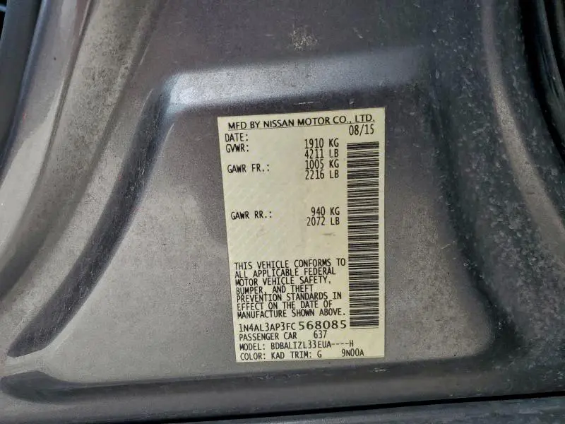 2015 NISSAN ALTIMA 2.5  