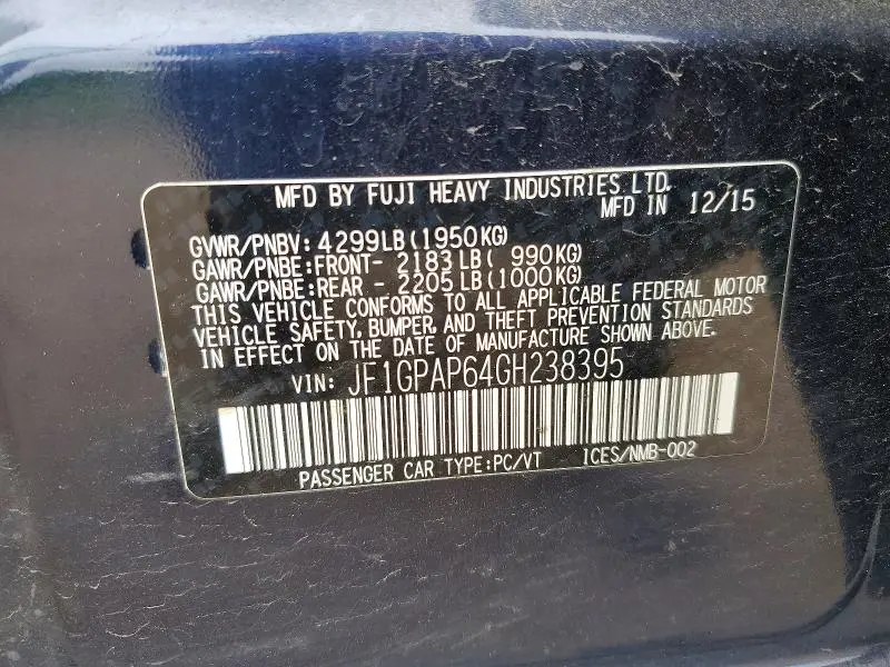 2016 SUBARU IMPREZA SPORT PREMIUM  