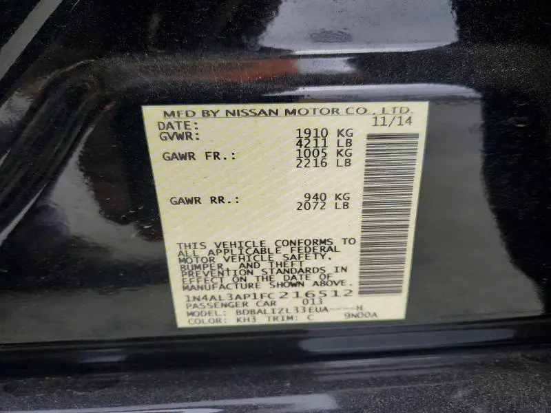 2015 NISSAN ALTIMA 2.5 SV  