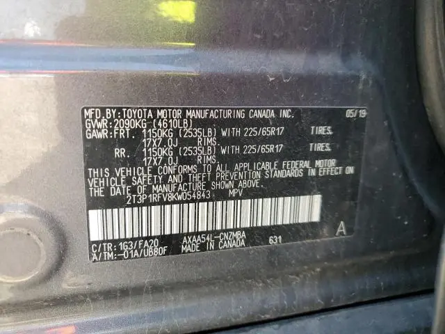2019 TOYOTA RAV4 XLE  