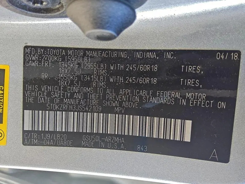 2018 TOYOTA HIGHLANDER SE  