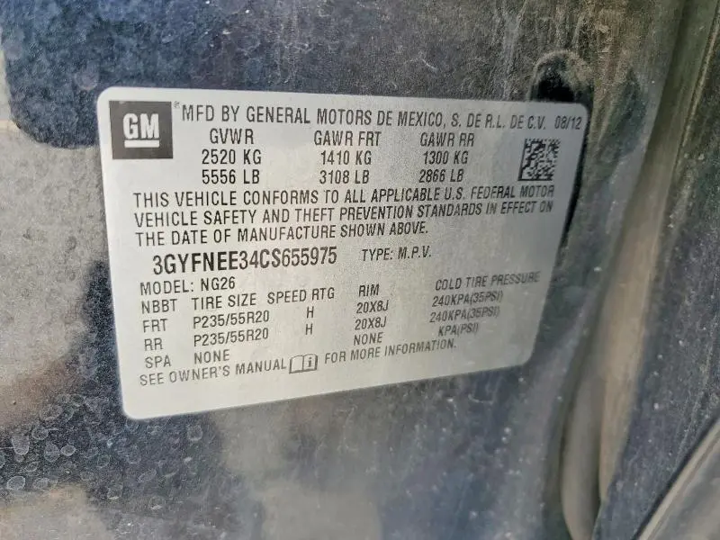 2012 CADILLAC SRX   