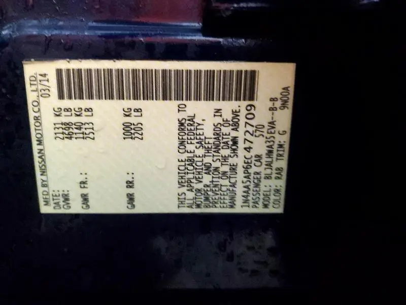 2014 NISSAN MAXIMA 3.5 SV  