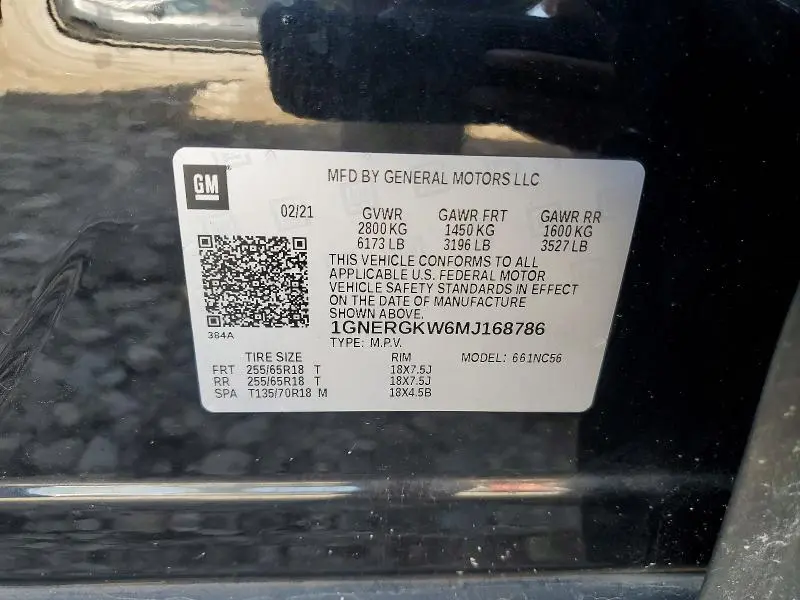 2021 CHEVROLET TRAVERSE LT  