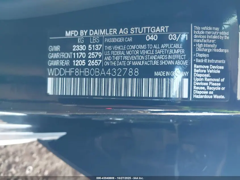 2011 MERCEDES-BENZ E 350 4MATIC