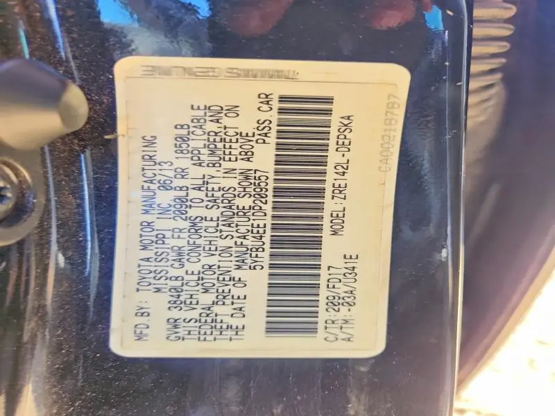 2013 TOYOTA COROLLA S  