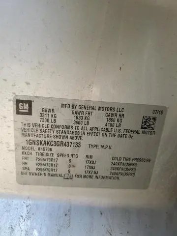 2016 CHEVROLET TAHOE K1500 LS  