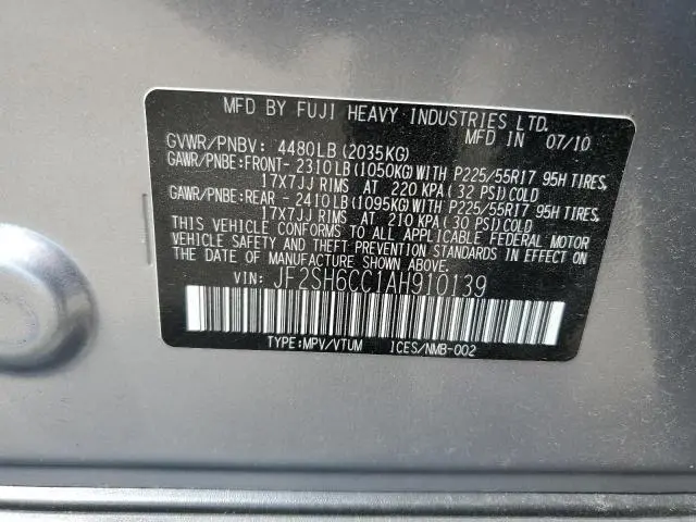 2010 SUBARU FORESTER 2.5X PREMIUM  