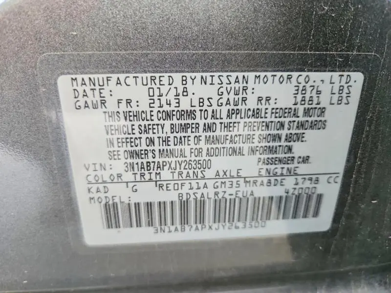 2018 NISSAN SENTRA SR  