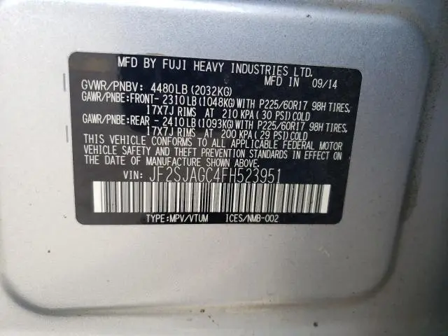 2015 SUBARU FORESTER 2.5I PREMIUM
