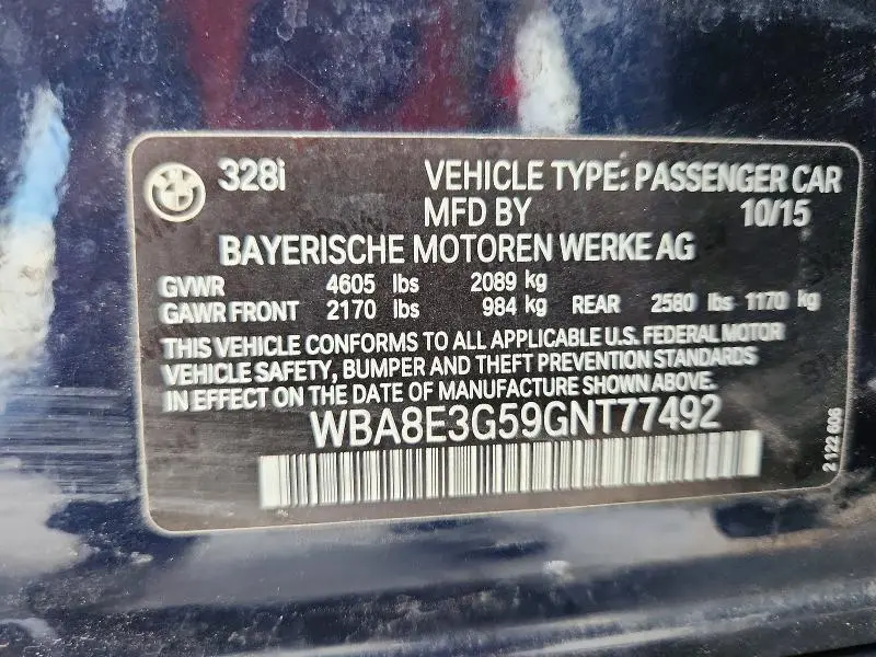 2016 BMW 328 XI SULEV  