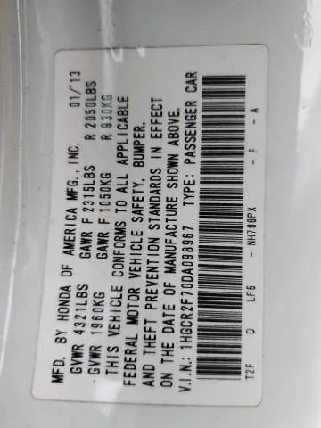 2013 HONDA ACCORD EX  