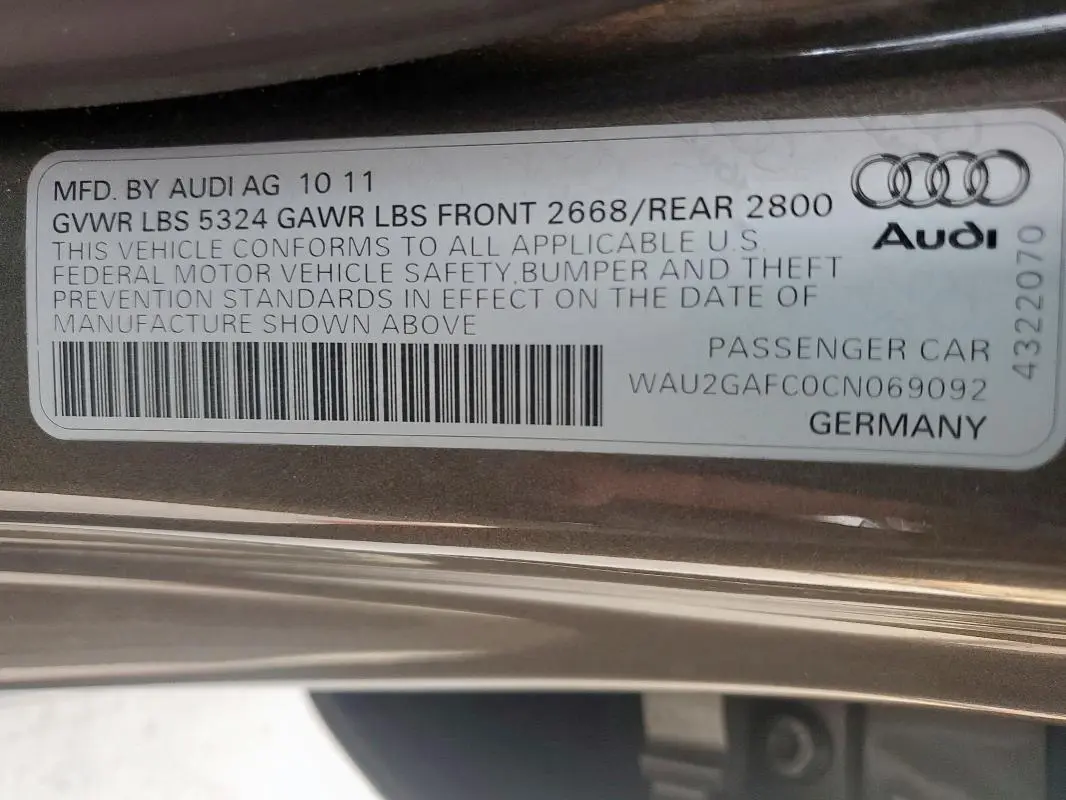 2012 AUDI A7 PRESTIGE  