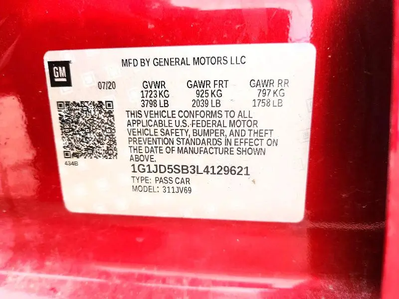 2020 CHEVROLET SONIC LT  