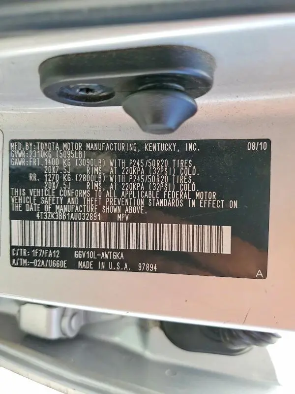 2010 TOYOTA VENZA FWD V6  