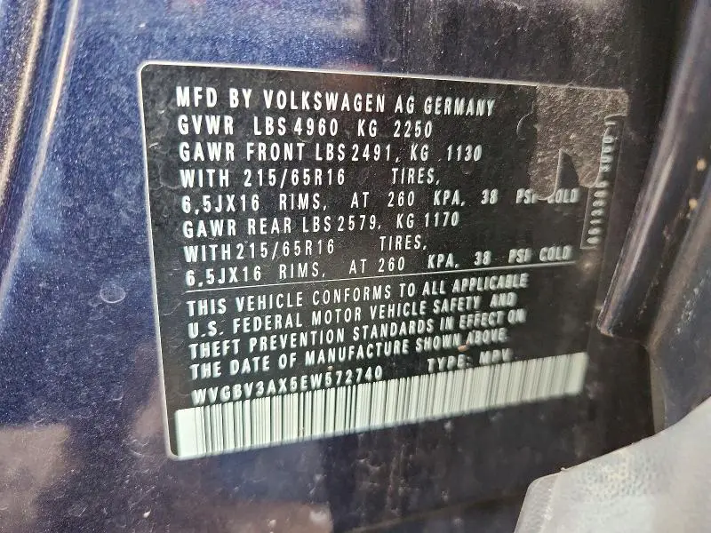 2014 VOLKSWAGEN TIGUAN S  