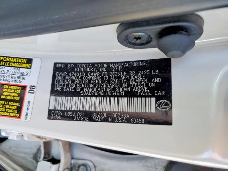 2020 LEXUS ES 350 BASE  