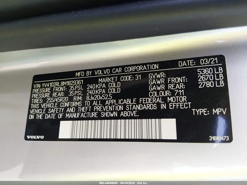 2021 VOLVO XC60 T5 INSCRIPTION