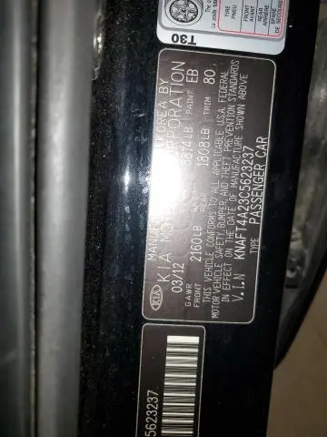 2012 KIA FORTE LX  