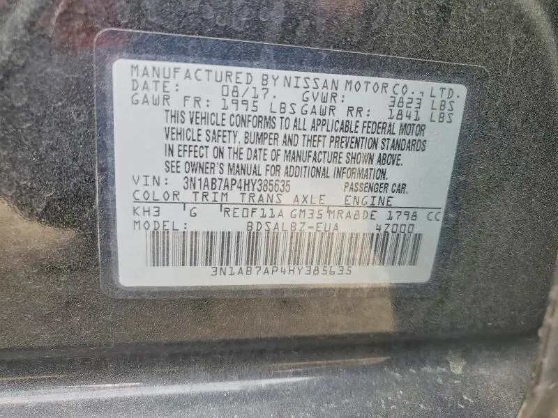 2017 NISSAN SENTRA S  