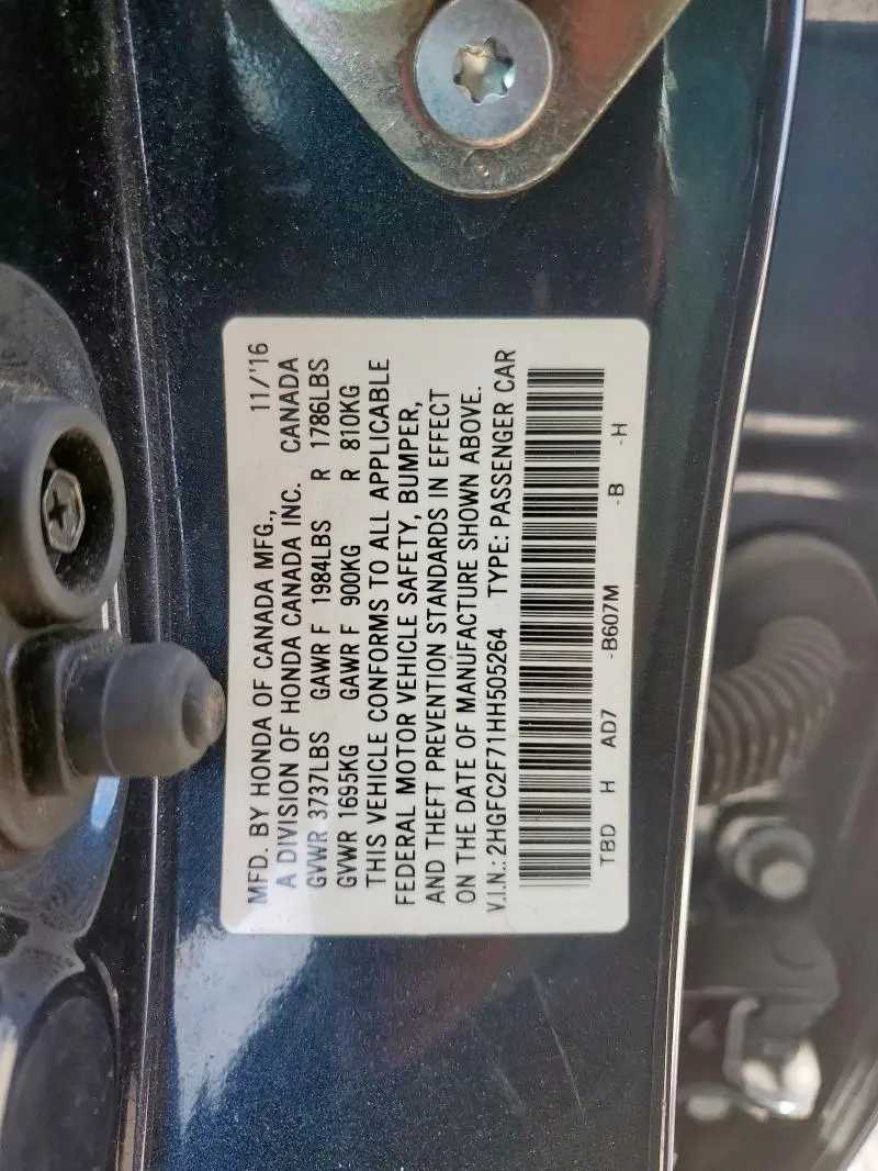 2017 HONDA CIVIC EX  