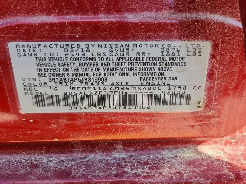 2018 NISSAN SENTRA SV  