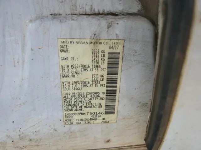 2017 NISSAN FRONTIER S  