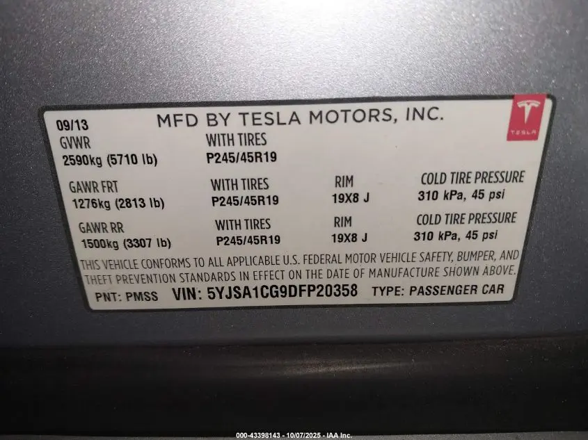 2013 TESLA MODEL S  