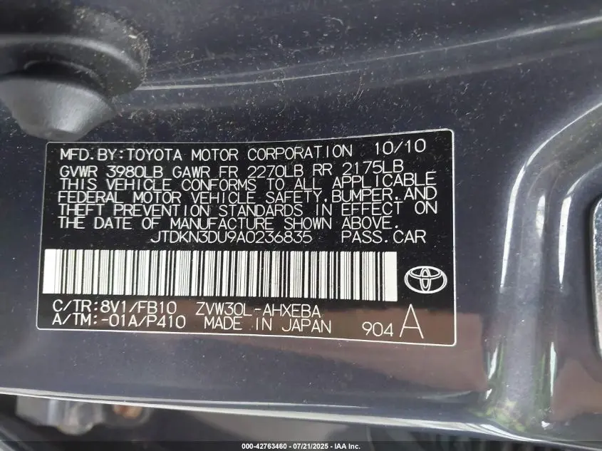 2010 TOYOTA PRIUS III