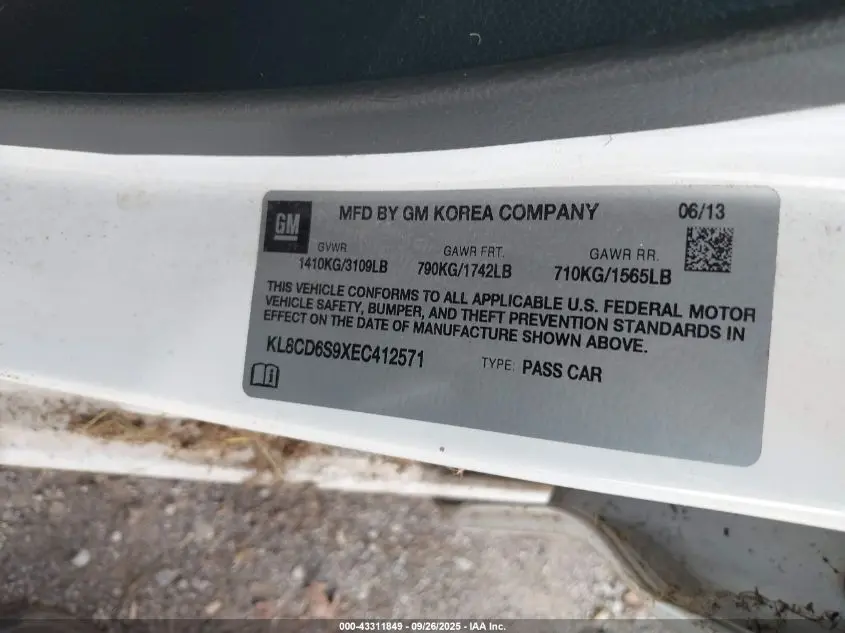 2014 CHEVROLET SPARK 1LT AUTO