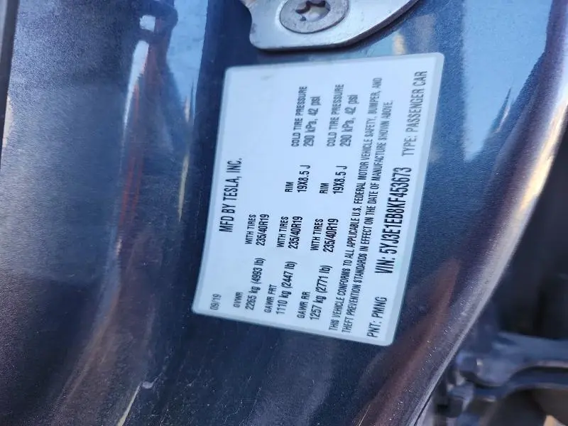2019 TESLA MODEL 3   