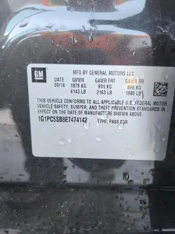 2014 CHEVROLET CRUZE LT  