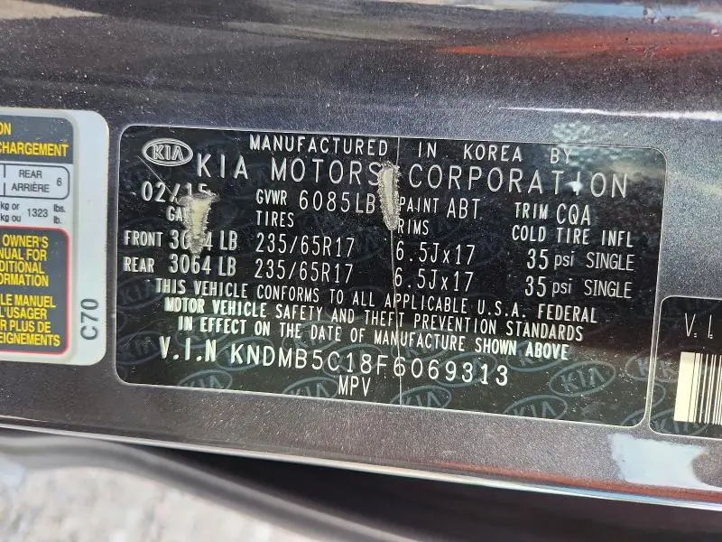 2015 KIA SEDONA LX  