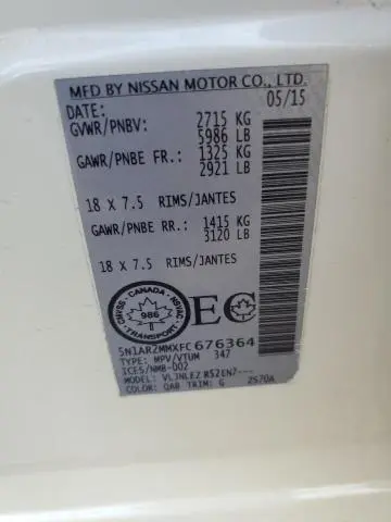 2015 NISSAN PATHFINDER S  