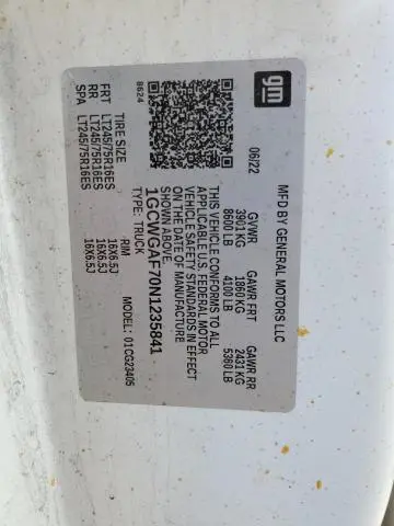 2022 CHEVROLET EXPRESS G2500   