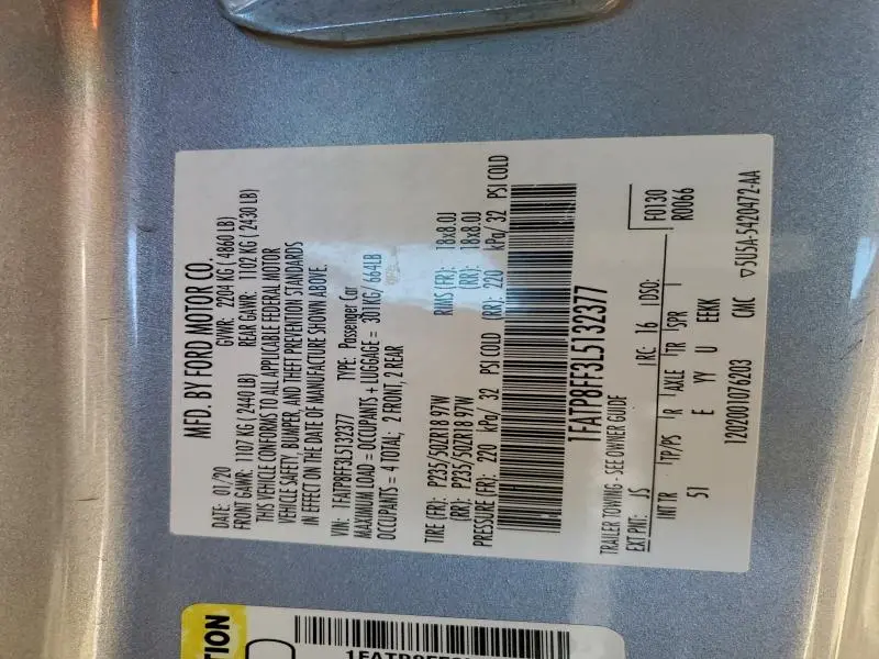 2020 FORD MUSTANG GT  