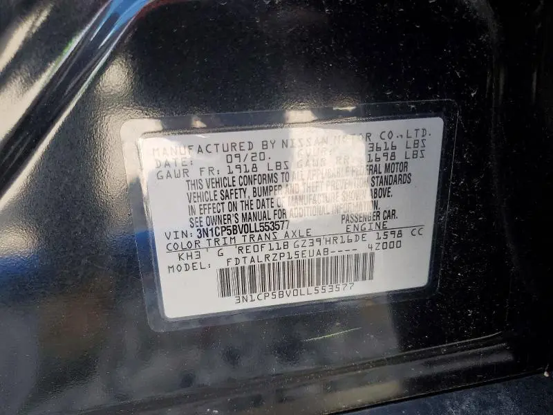 2020 NISSAN KICKS S  