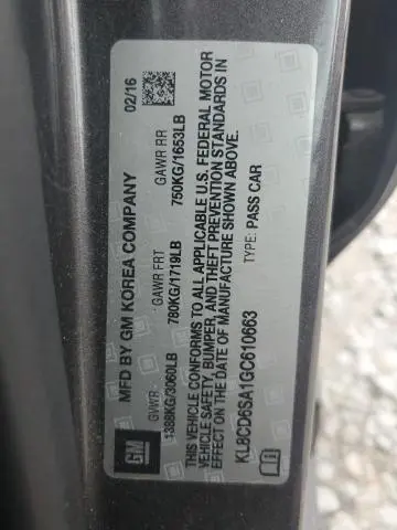 2016 CHEVROLET SPARK 1LT