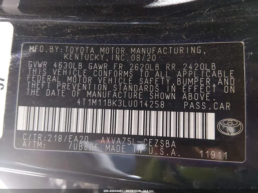 2020 TOYOTA CAMRY SE AWD