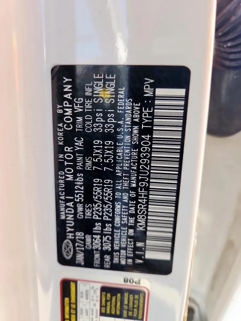 2018 HYUNDAI SANTA FE SE ULTIMATE  