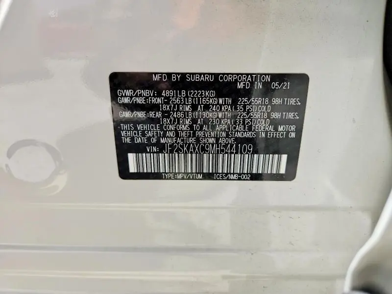 2021 SUBARU FORESTER TOURING  