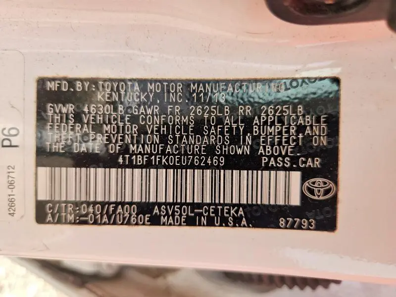 2014 TOYOTA CAMRY L  