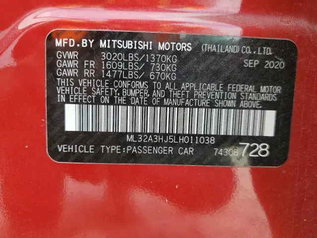 2020 MITSUBISHI MIRAGE ES  