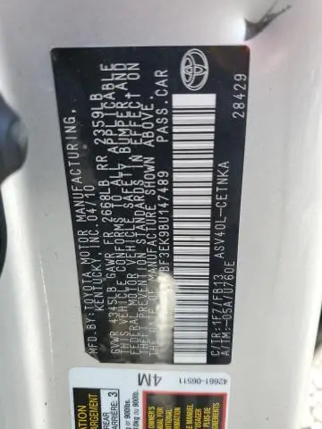 2011 TOYOTA CAMRY BASE  