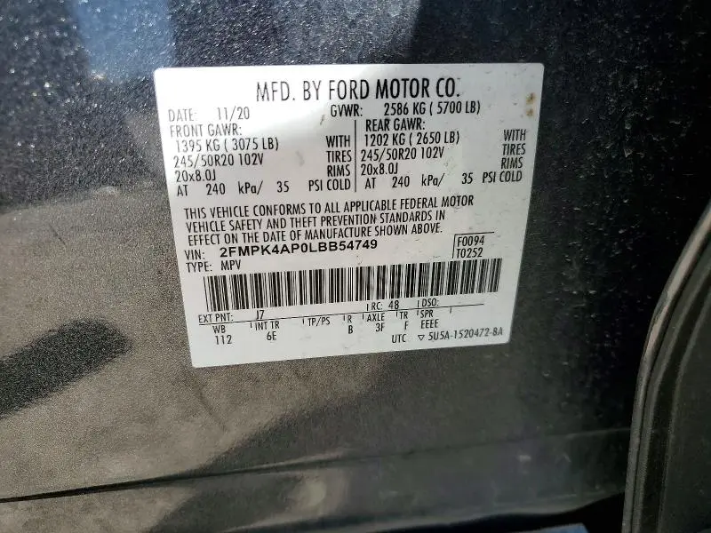 2020 FORD EDGE ST  