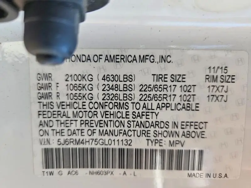 2016 HONDA CR-V EXL  