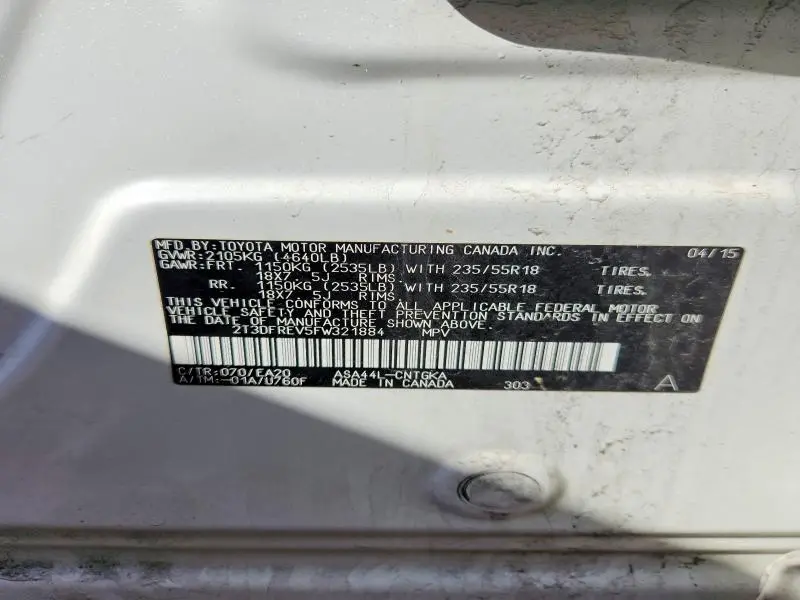 2015 TOYOTA RAV4 LIMITED  