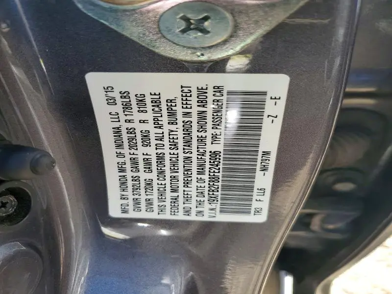 2015 HONDA CIVIC EX  