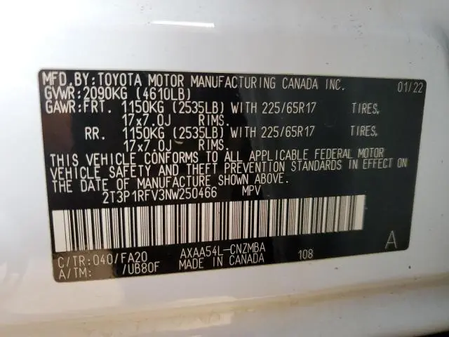 2022 TOYOTA RAV4 XLE  