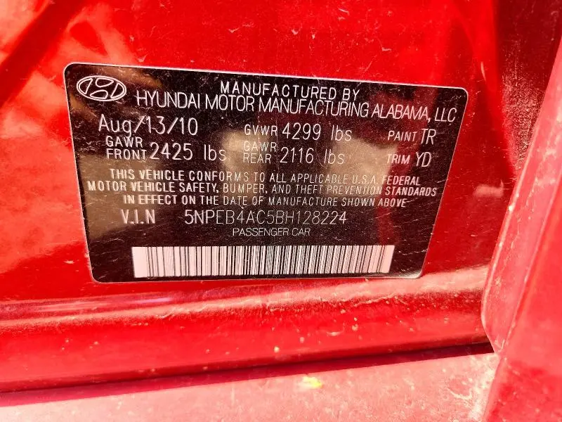 2011 HYUNDAI SONATA GLS  
